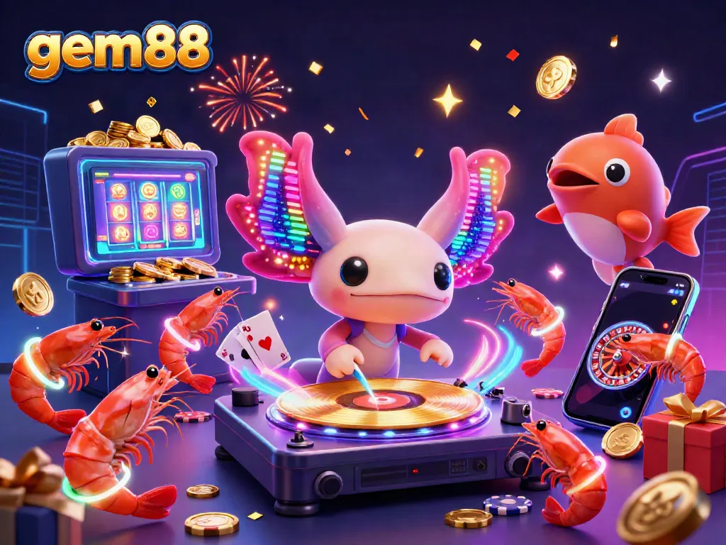 Experience exciting gaming with gem88 through vibrant undersea characters and dynamic casino elements.