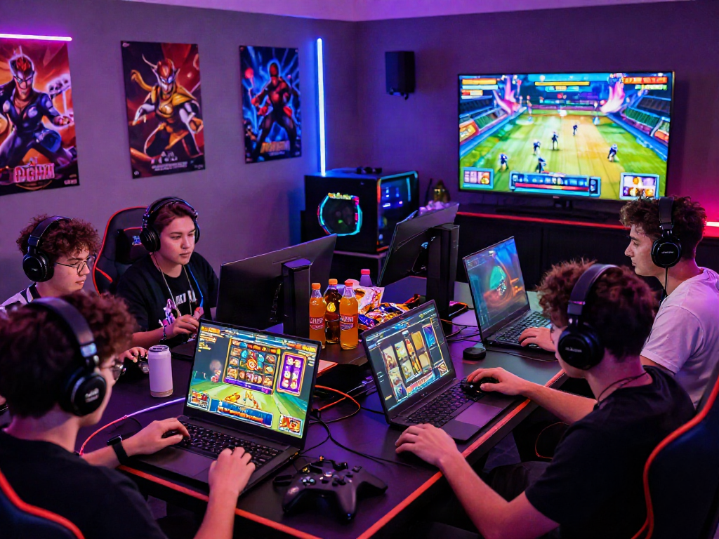 Engaged players enjoying the rokok88 slot game in a vibrant gaming room atmosphere.